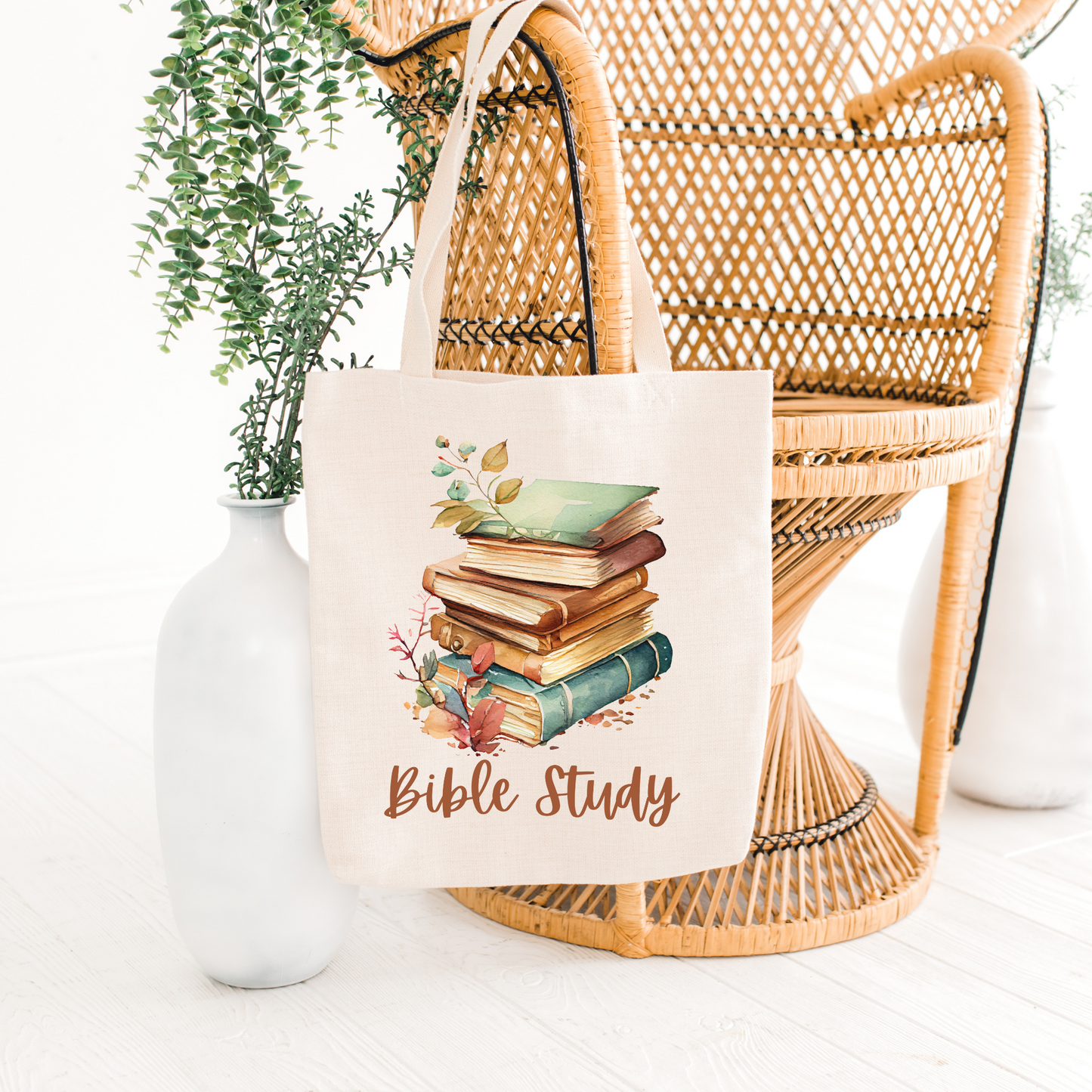 Canvas Bible Tote Bag, Bible Study Bag, Christian Tote Bag