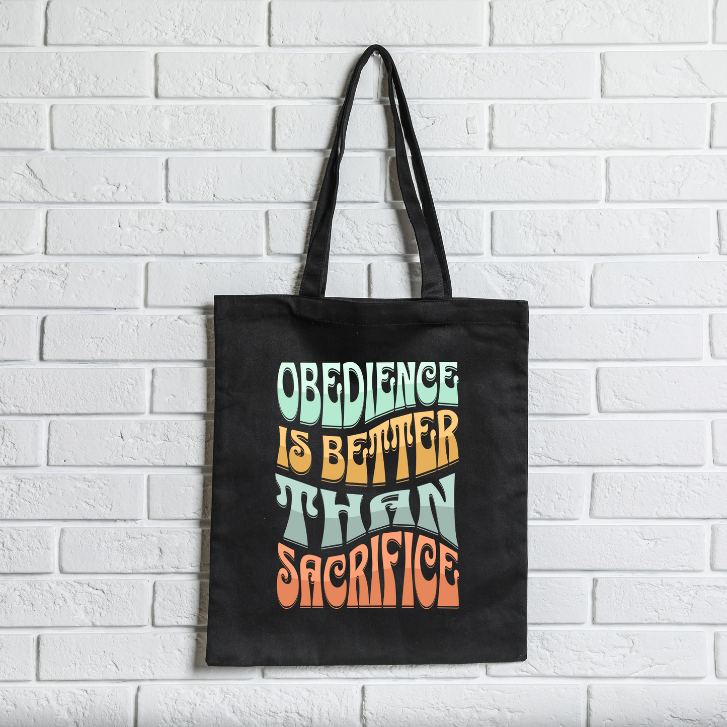 Bible Tote Bag Obedience Is Better Than Sacrifice, Christian Tote Bag