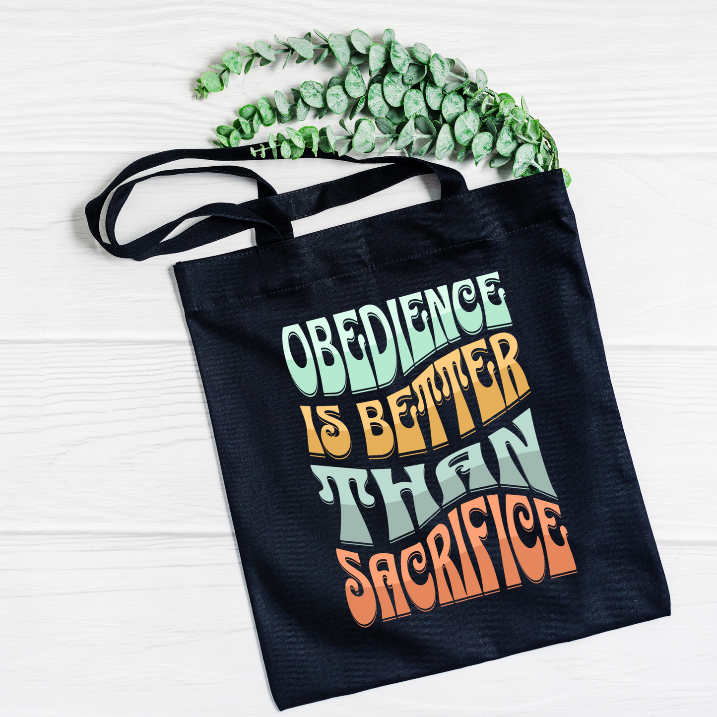 Bible Tote Bag Obedience Is Better Than Sacrifice, Christian Tote Bag