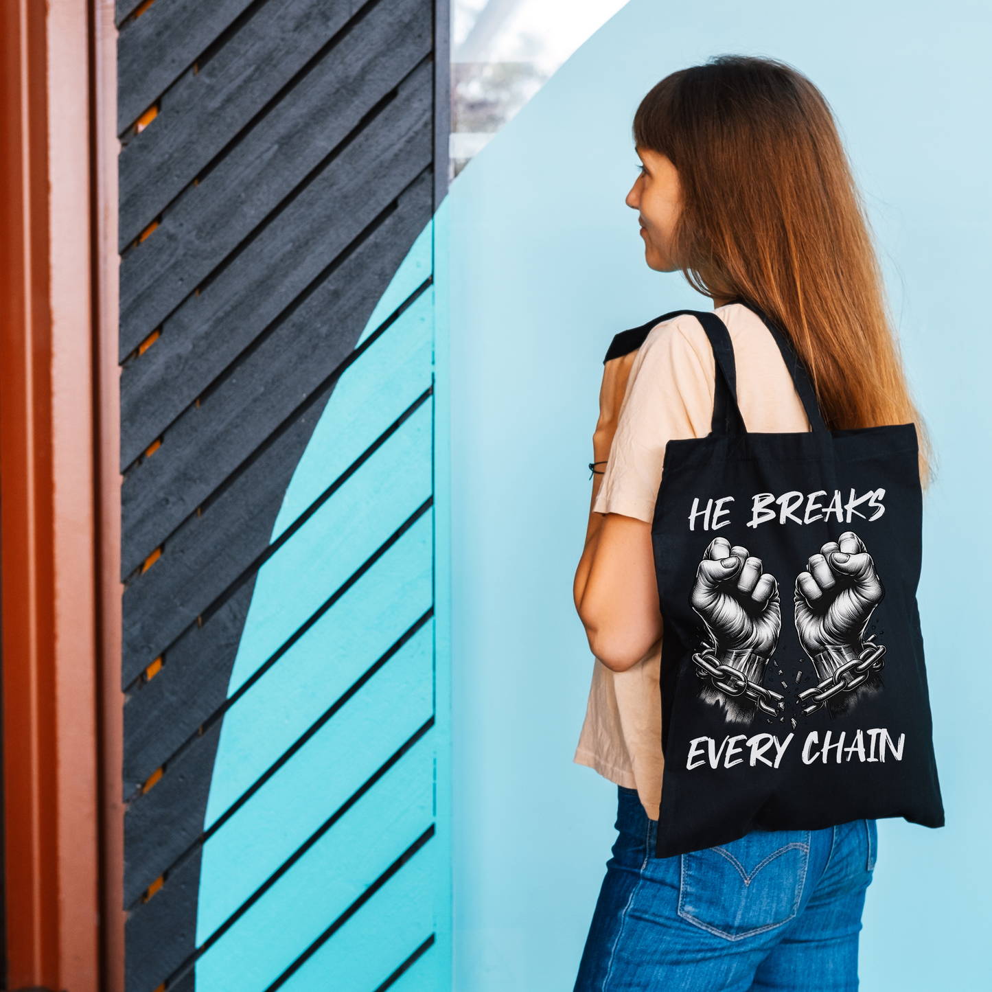 Bible Tote Bag, He Breaks Every Chain