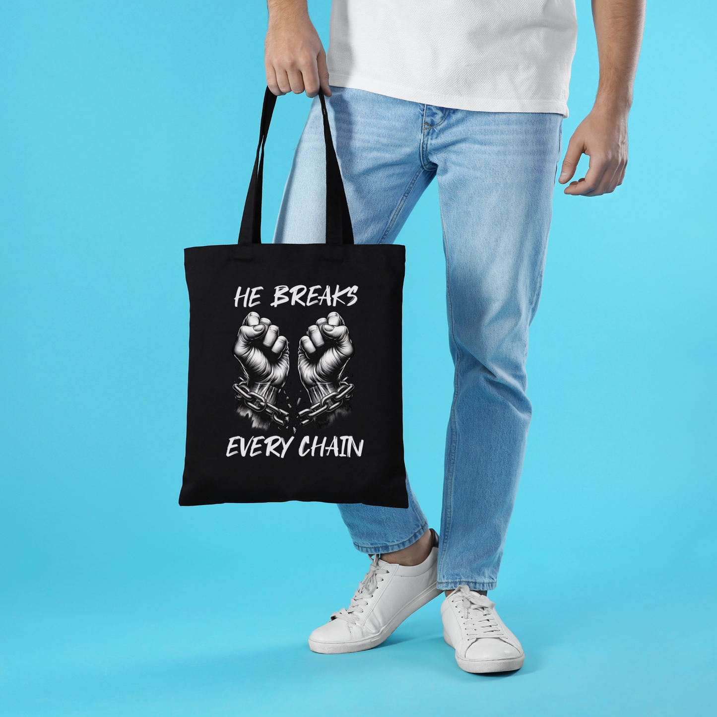 Bible Tote Bag, He Breaks Every Chain