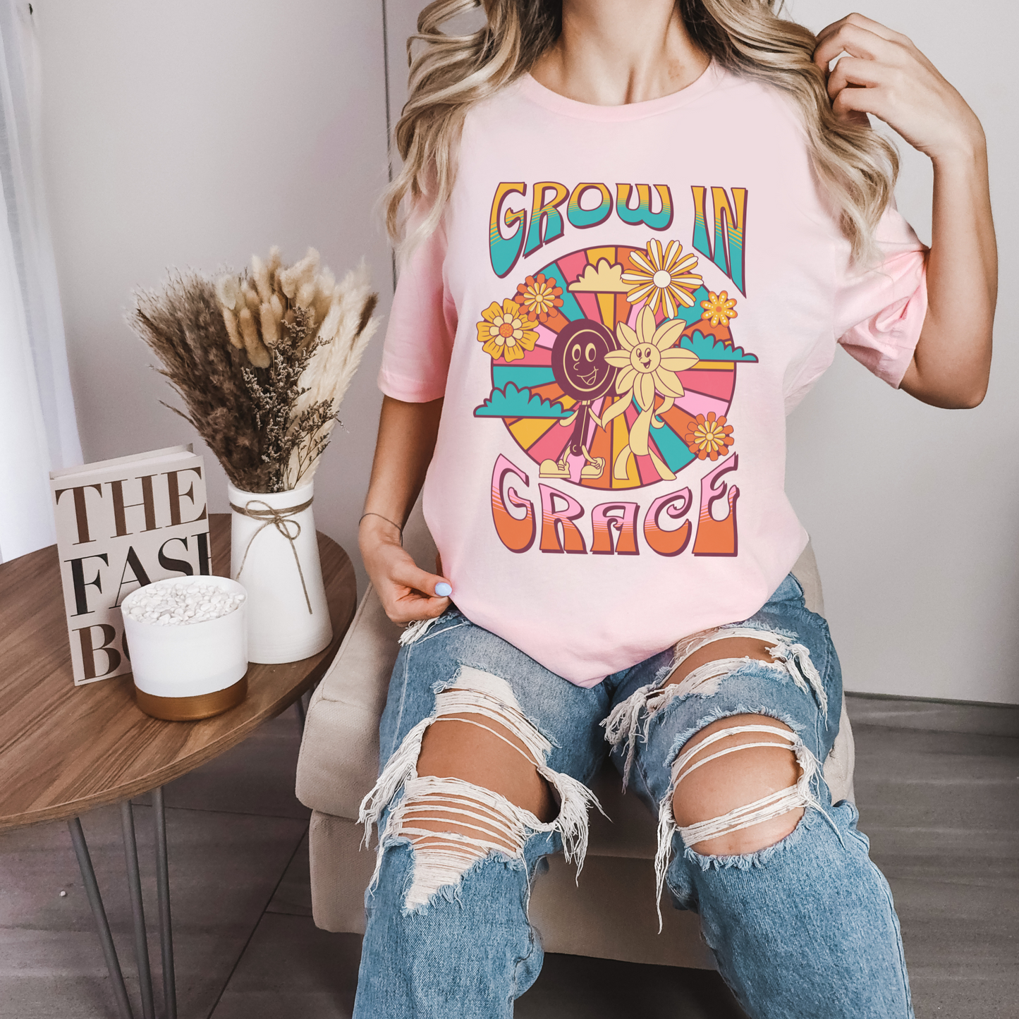 Women's Trendy Christian Tee, Grow In Grace, Cute Christian Shirt, Grace Tshirt, Boho Christian Shirt