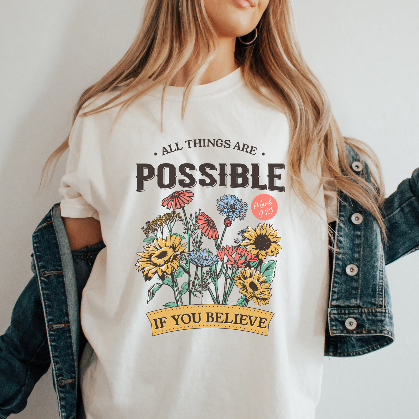 Women's Boho Christian Shirt, All Things Are Possible, Floral Womens Christian Shirt, Bible Verse Shirt