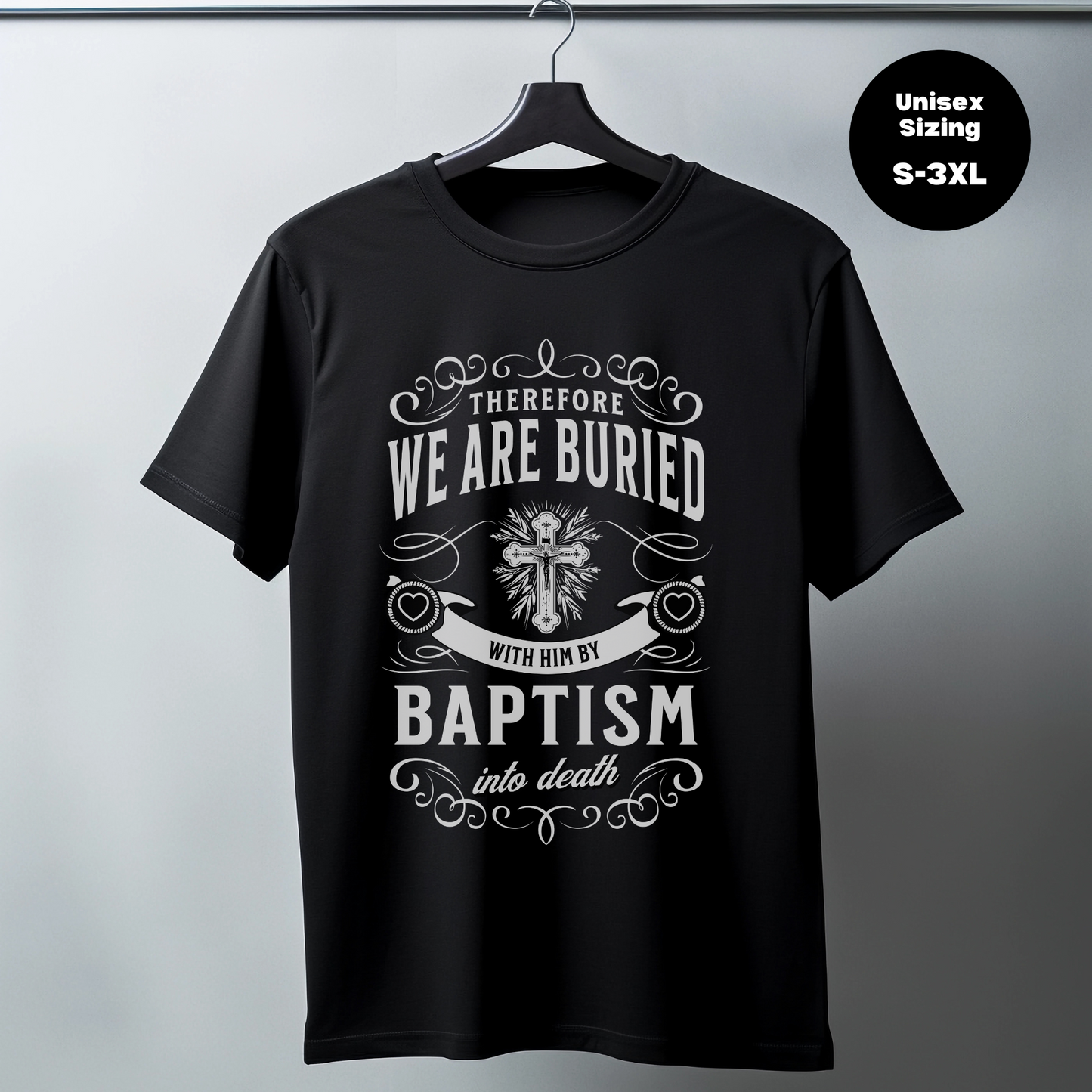 Christian Streetwear Graphic T-shirt, Black Crewneck Bible Verse Shirt