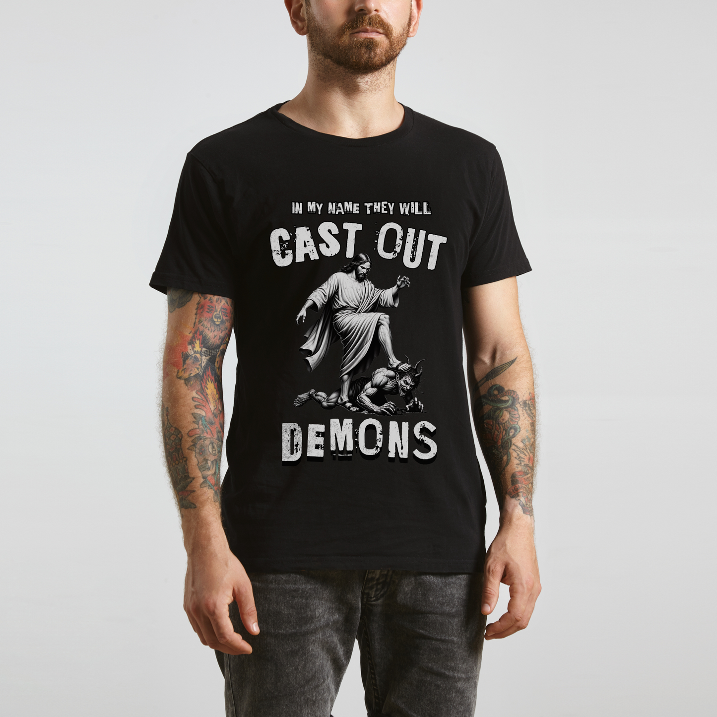 Unisex Spiritual Warfare Shirt, Christian Graphic Tee, They Will Cast Out Demons, Deliverance T-Shirt, Modern Christian Apparel