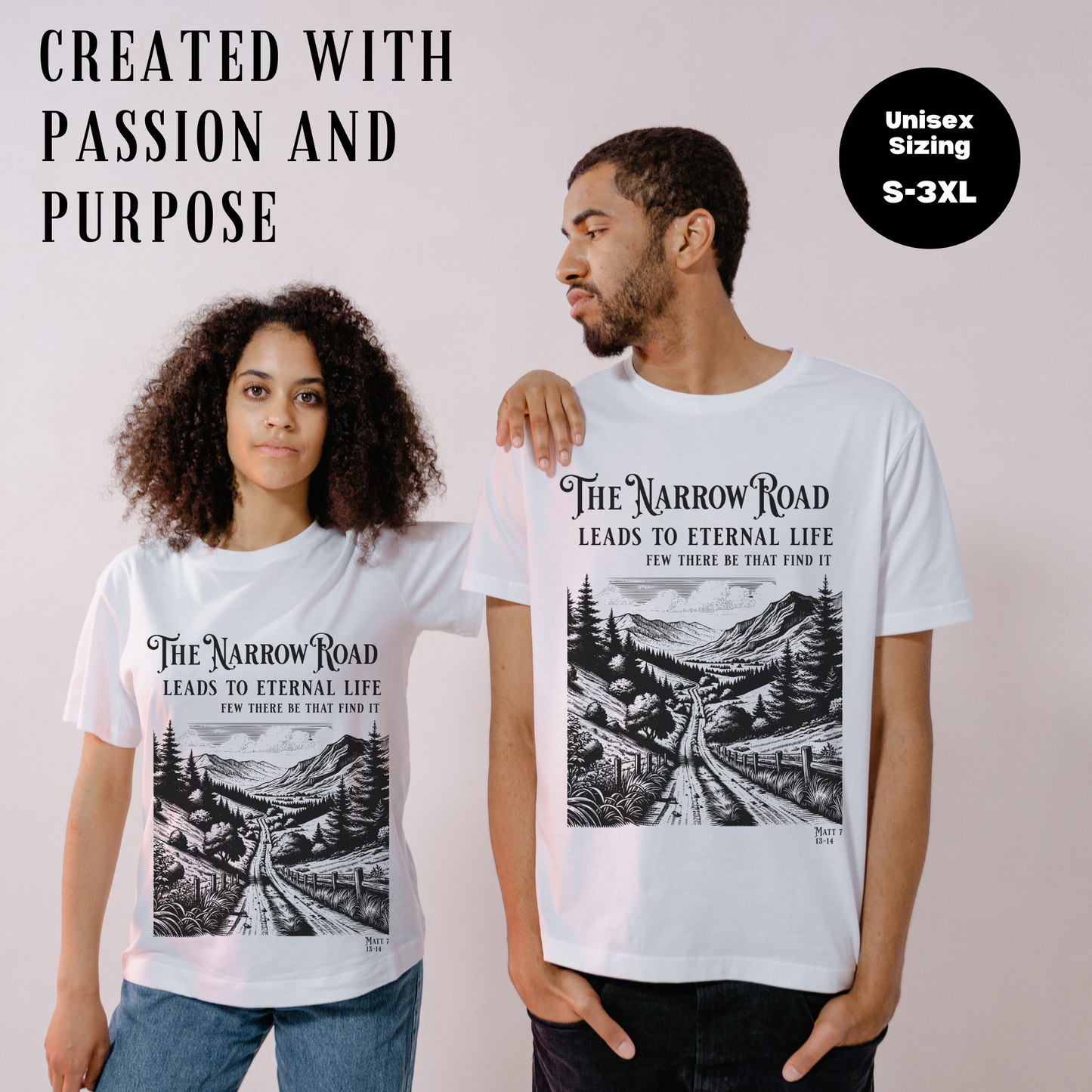 The Narrow Road Bible Verse Shirt, Christian Graphic T Shirt, Christian Merch