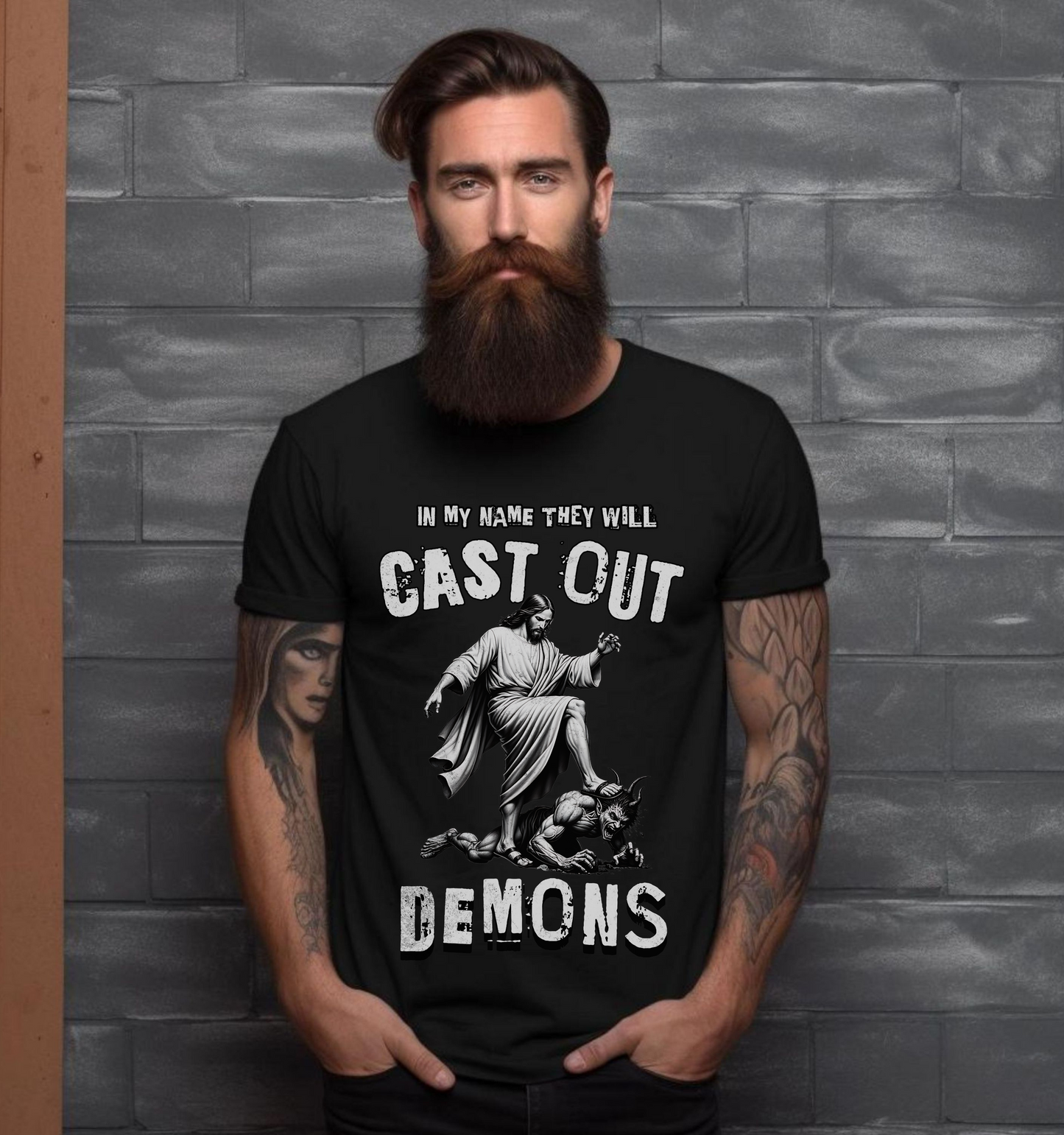 Unisex Spiritual Warfare Shirt, Christian Graphic Tee, They Will Cast Out Demons, Deliverance T-Shirt, Modern Christian Apparel