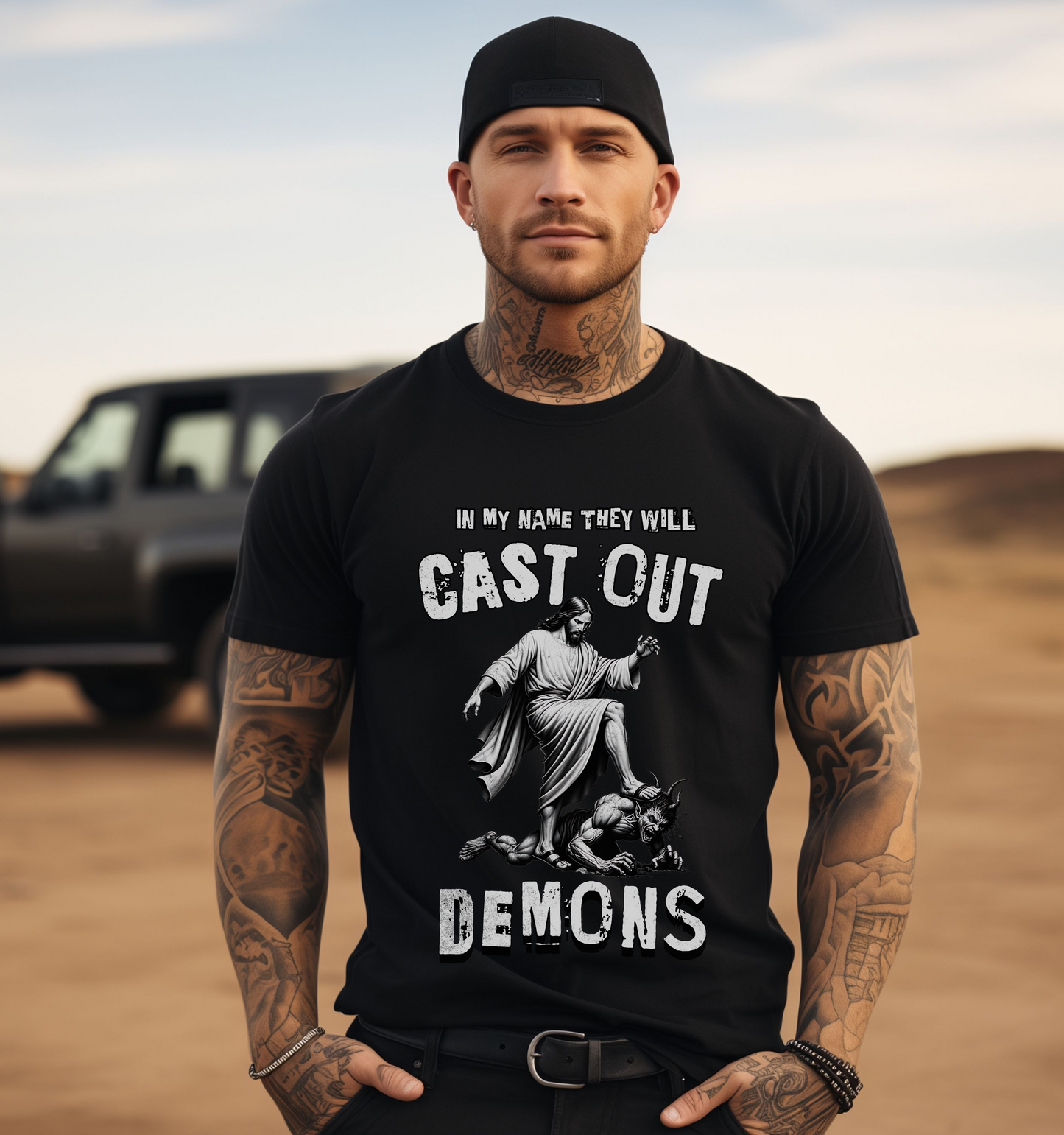 Unisex Spiritual Warfare Shirt, Christian Graphic Tee, They Will Cast Out Demons, Deliverance T-Shirt, Modern Christian Apparel