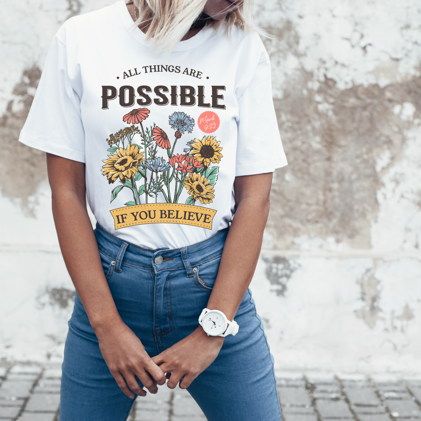 Women's Boho Christian Shirt, All Things Are Possible, Floral Womens Christian Shirt, Bible Verse Shirt