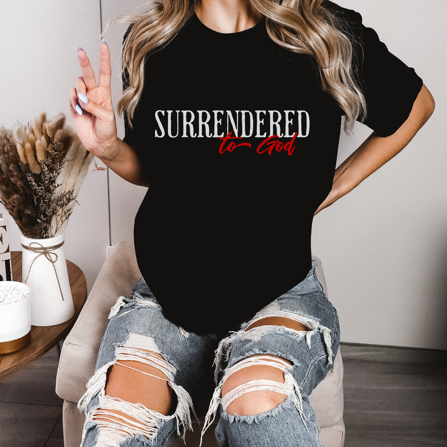 Unisex Christian Graphic Tee, Christian Streetwear, Surrendered To God, Modern Christian Apparel