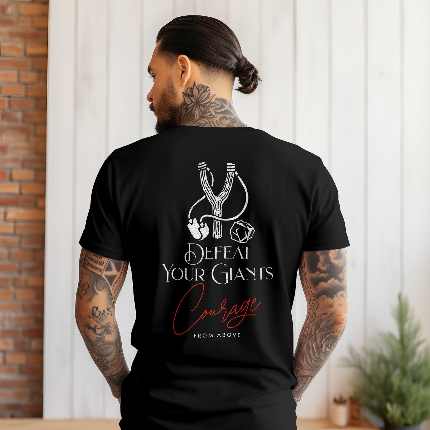 Christian Streetwear Graphic Tee, Defeat Your Giants, Modern Christian Apparel