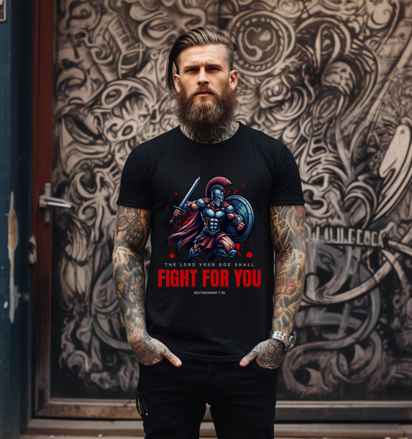 Mens Christian Shirt, God Shall Fight For You, Christian Graphic Tee, Christian Apparel